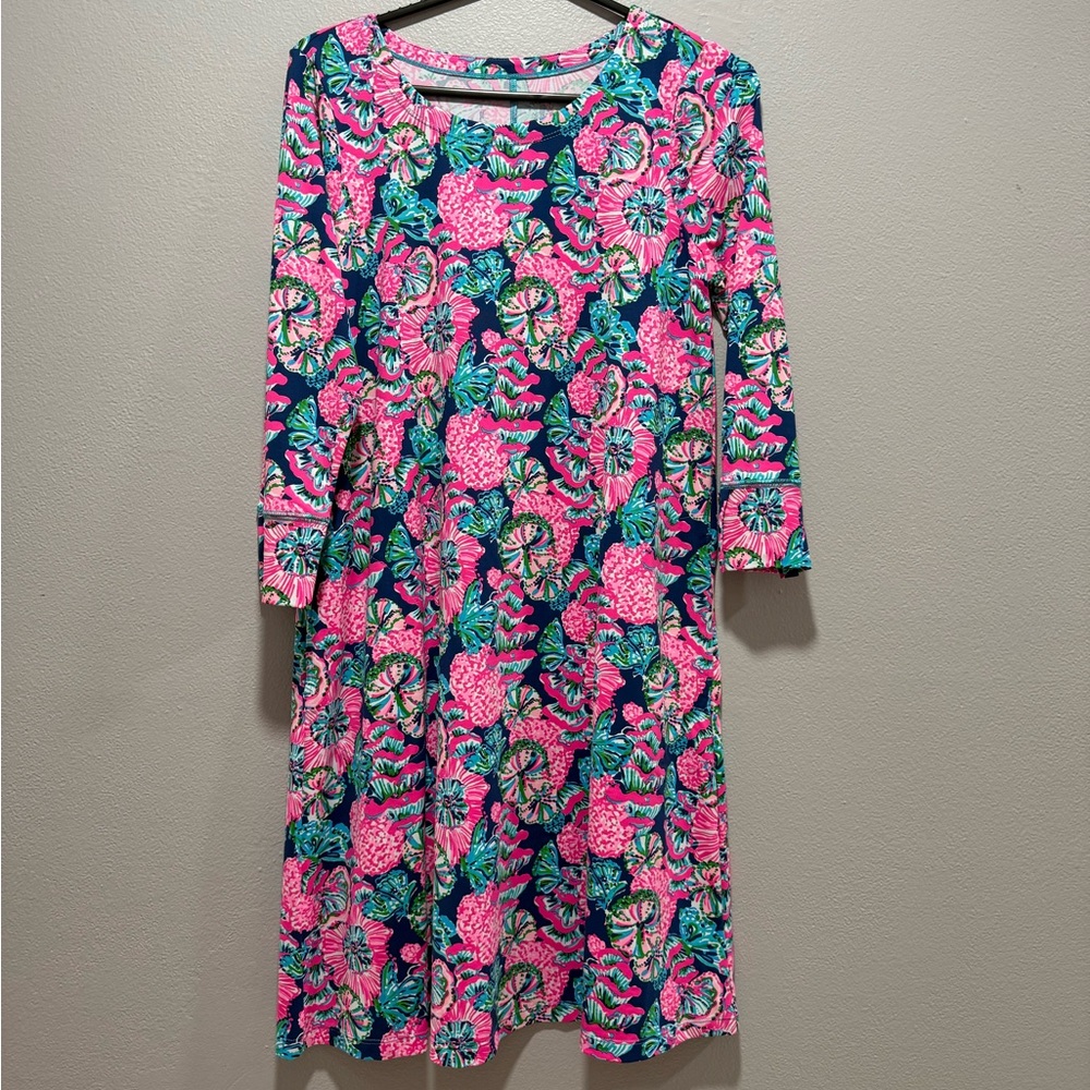 Lilly Pulitzer Pink and Green Floral Sleeve Dress
